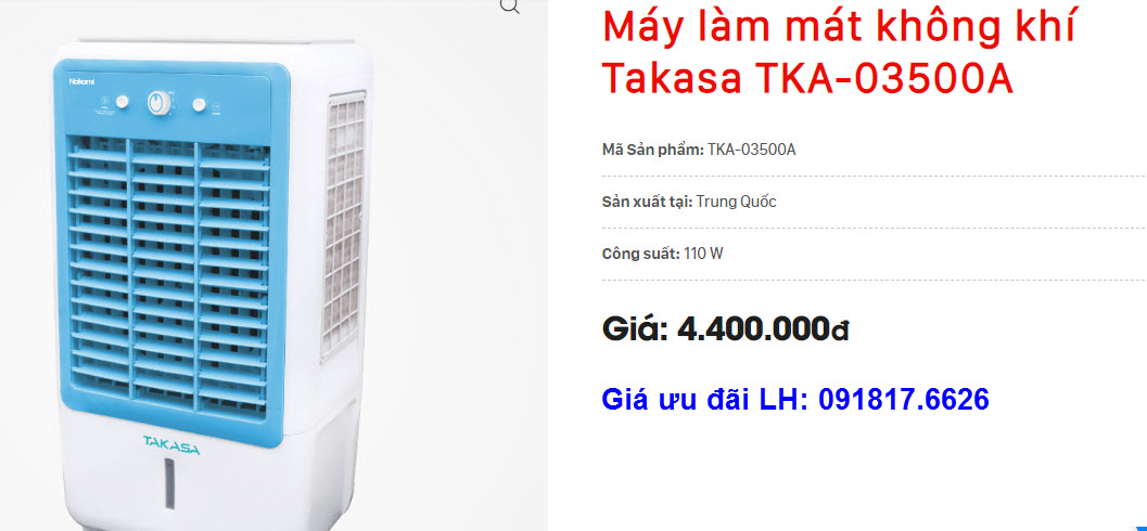 Giá máy làm mát không khí Takasa TKA-03500A tại Nghệ An và Hà Tĩnh 1