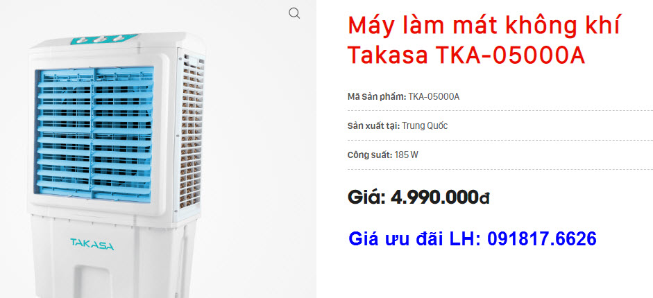 Giá máy làm mát không khí Takasa TKA-05000A tại Nghệ An và Hà Tĩnh