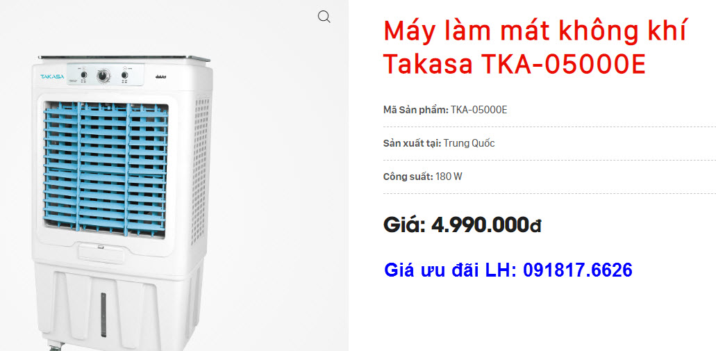 Giá máy làm mát không khí Takasa TKA-05000E tại Nghệ An và Hà Tĩnh 1