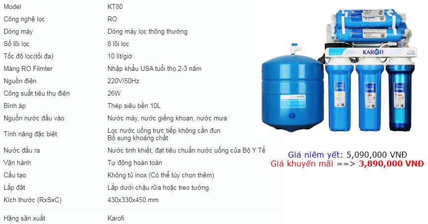 Bảng giá máy lọc nước Karofi tại TP Vinh, Nghệ An từ đại lý chính hãng 2