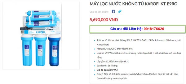 Đại lý bán máy lọc nước Karofi KT-E9RO tại TP Vinh, Nghệ An giá tốt nhất 1