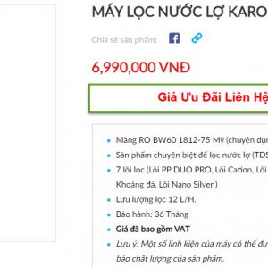 Đại lý bán máy lọc nước Karofi KBW-8RO tại TP Vinh, Nghệ An giá tốt nhất