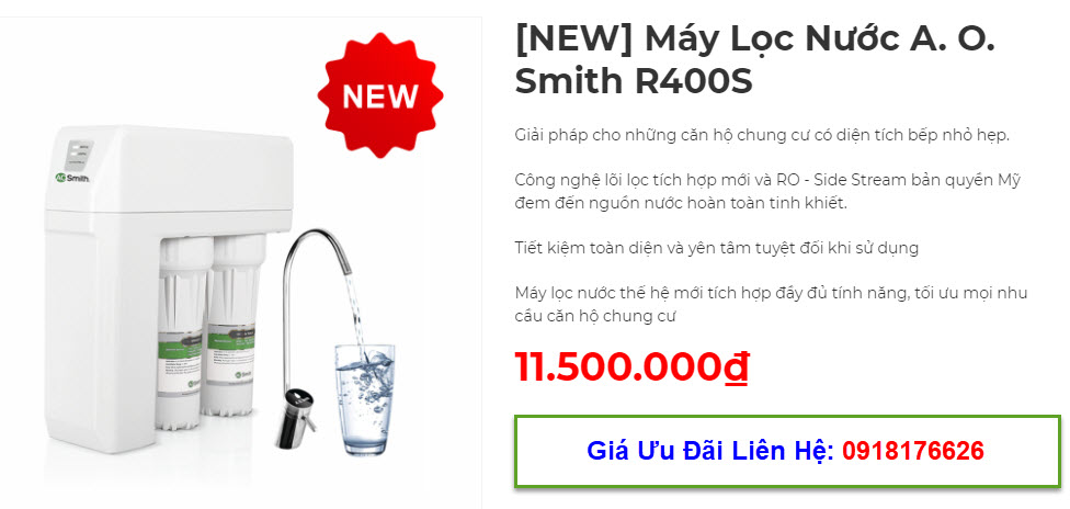 Đại lý bán máy lọc nước A. O. Smith R400S tại TP Vinh, Nghệ An giá tốt nhất