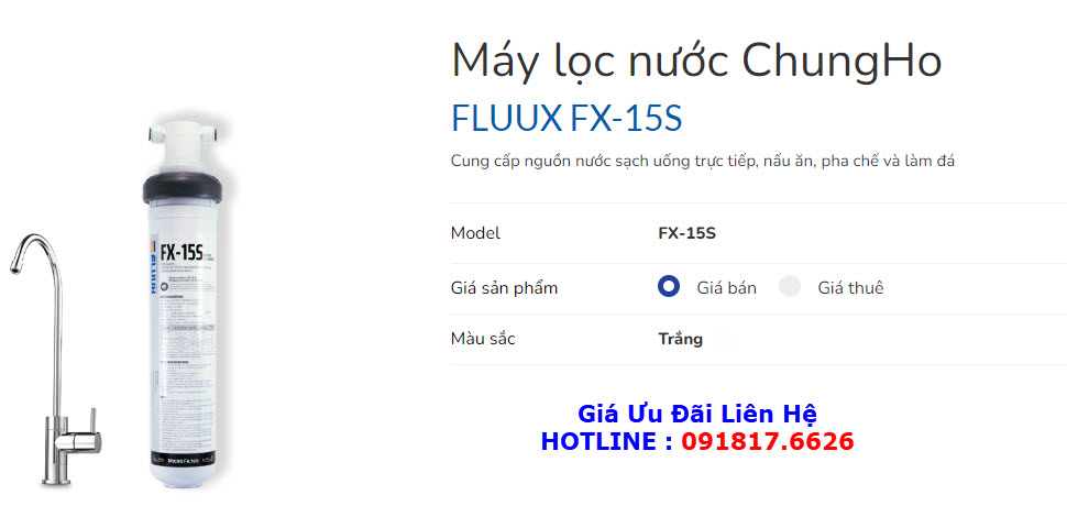 Giá Máy Lọc Nước ChungHo FLUUX FX-15S Tại TP Vinh Nghệ An