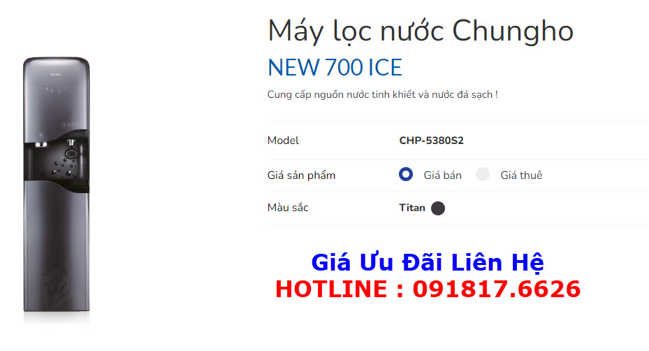 Giá Máy Lọc Nước Chungho NEW 700 ICE Tại TP Vinh Nghệ An 1