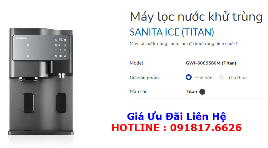 Giá Máy Lọc Nước Khử Trùng SANITA ICE (TITAN) Tại TP Vinh Nghệ An