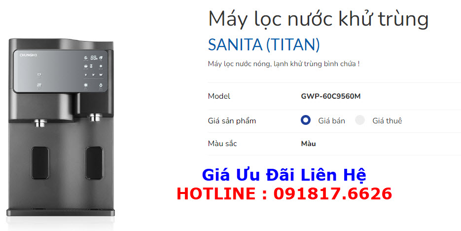 Giá Máy Lọc Nước Khử Trùng SANITA (TITAN) Tại TP Vinh Nghệ An
